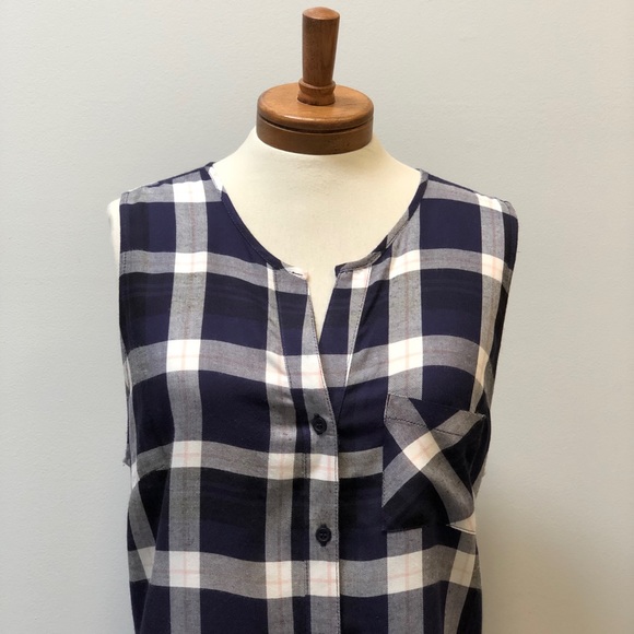 NWOT Cotton Sleeveless Plaid Top - Picture 4 of 5